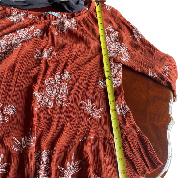 Janette Plus Rust Colored Babydoll Top - Picture 9 of 10